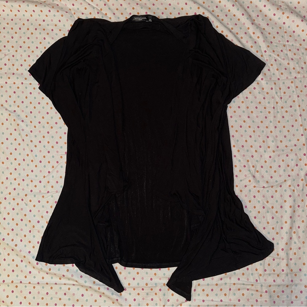 Notations Black Cardigan - Women’s 2X Lightweight Open Front Draped